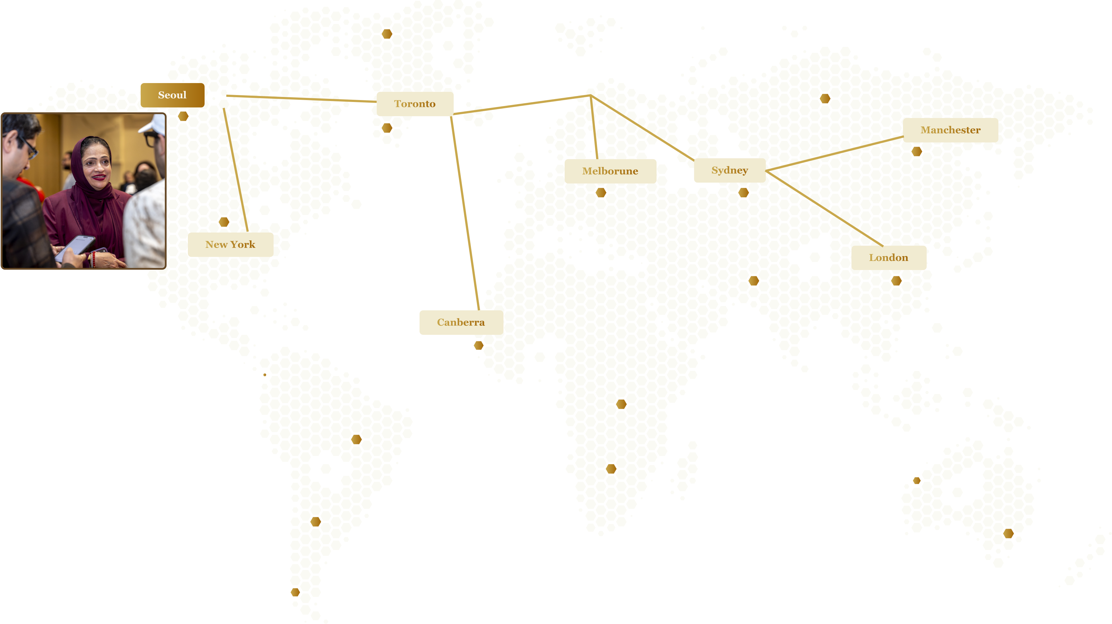 Global reach: Seoul, Toronto, New York, Manchester, London, Sydney, Melbourne, Canberra